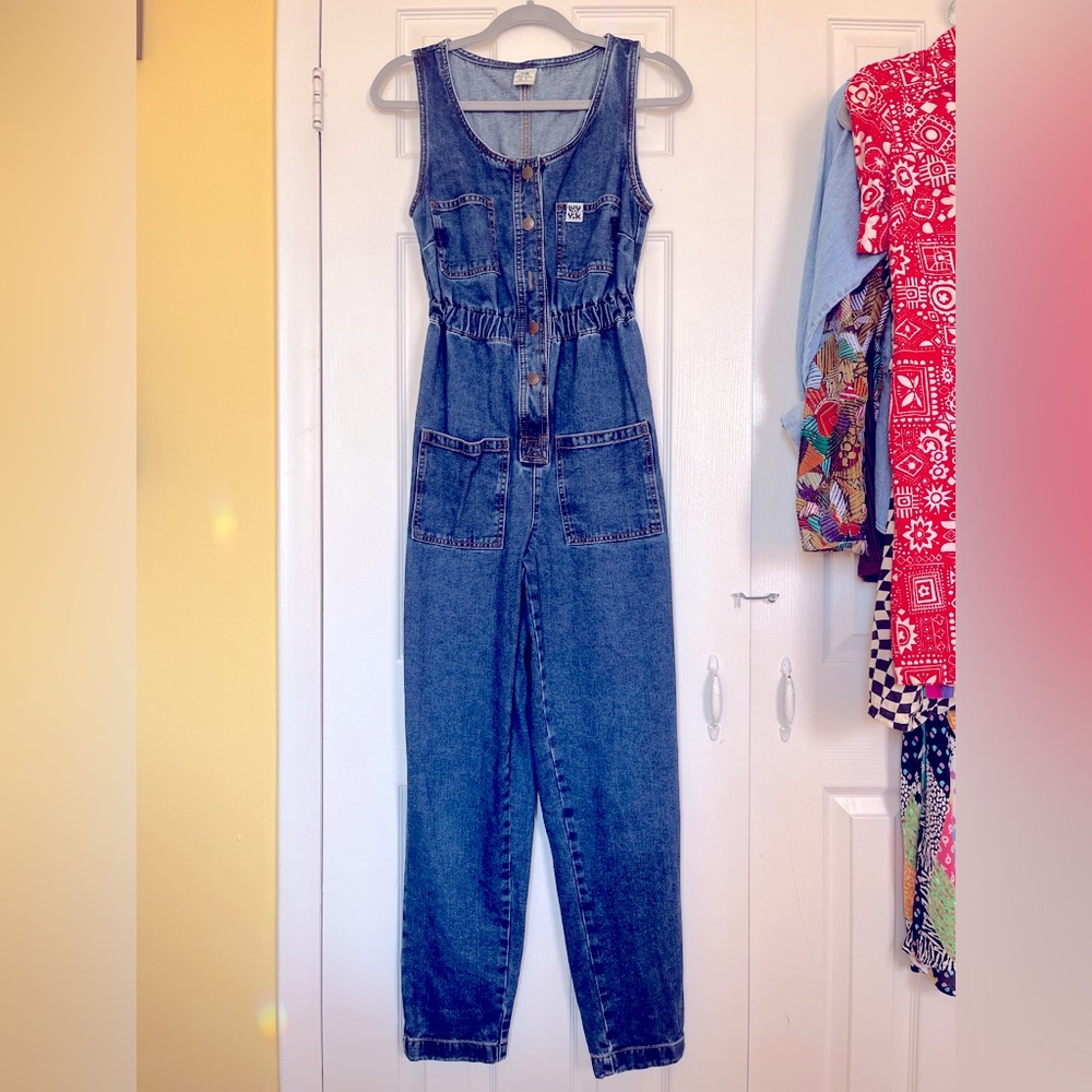 Lucy & Yak Juni Jumpsuit - Mid-Wash Blue - Size US 2/UK 6